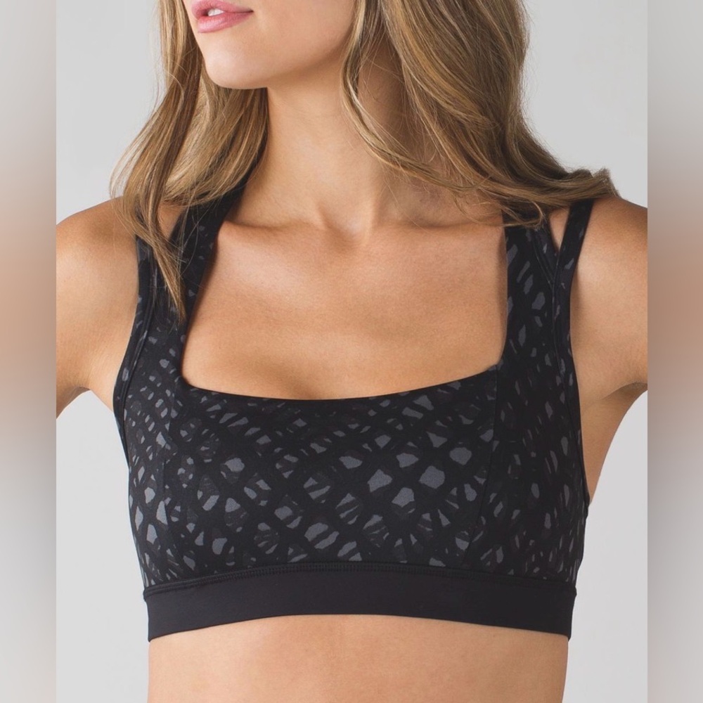 Lululemon Splendour Bra Lace Play Dark Slate Black / Black
